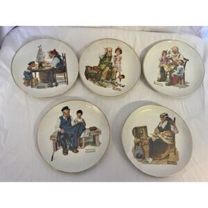 Norman Rockwell Museum Collection- Set Of 5 Plates In Original Packing
